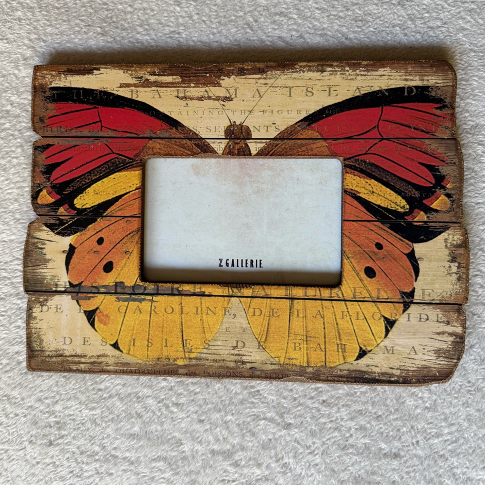 Z Gallerie Butterfly Wing Picture Frame 4x6 Rustic Vintage Home Decor